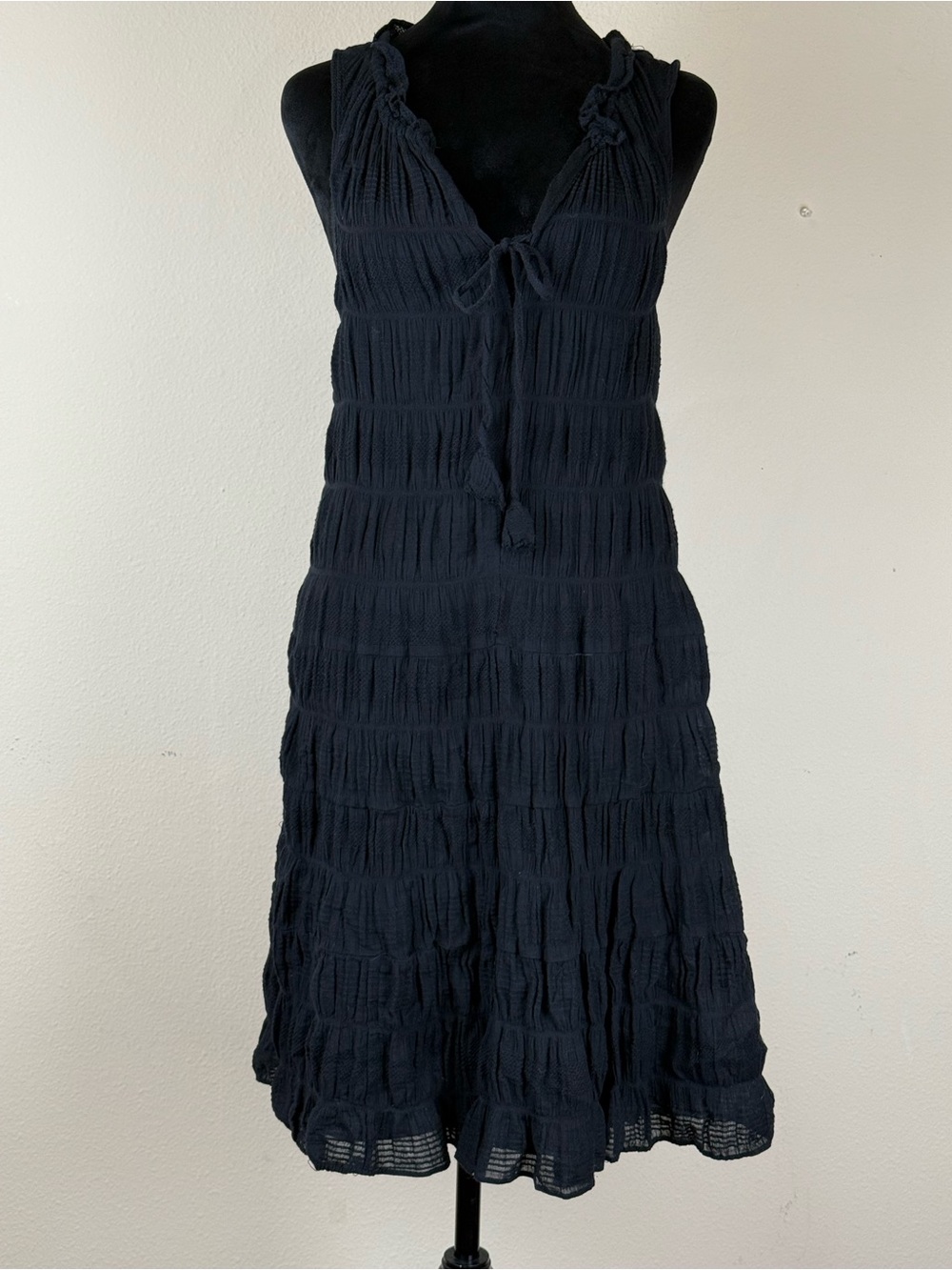 Max Studio Sleeveless Black Midi Tie-Front Dress